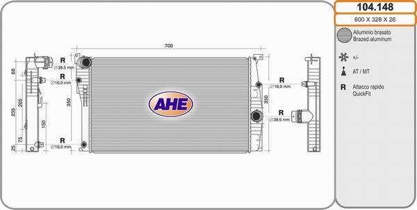 AHE 104.148 - Radiator, mühərrikin soyudulması furqanavto.az