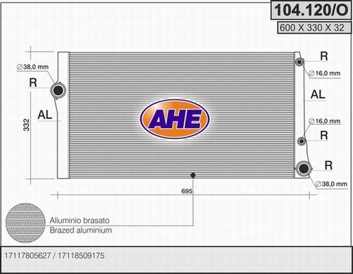 AHE 104.120/O - Radiator, mühərrikin soyudulması furqanavto.az