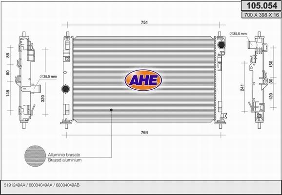 AHE 105.054 - Radiator, mühərrikin soyudulması furqanavto.az