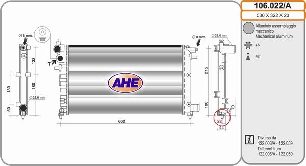 AHE 106.022/A - Radiator, mühərrikin soyudulması furqanavto.az