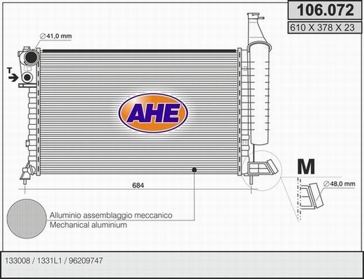 AHE 106.072 - Radiator, mühərrikin soyudulması furqanavto.az