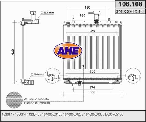 AHE 106.168 - Radiator, mühərrikin soyudulması furqanavto.az