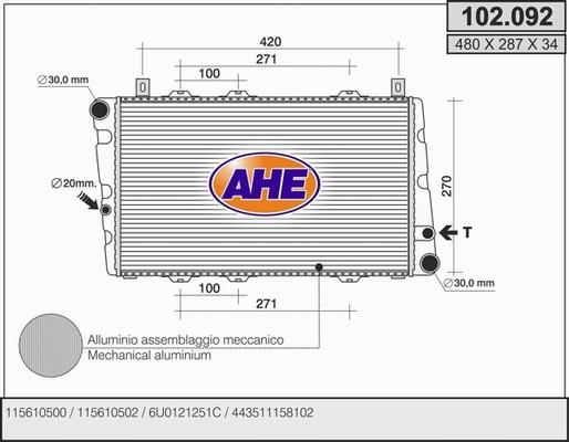 AHE 102.092 - Radiator, mühərrikin soyudulması furqanavto.az