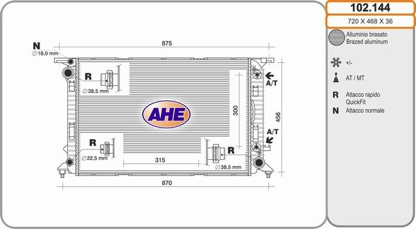 AHE 102.144 - Radiator, mühərrikin soyudulması www.furqanavto.az