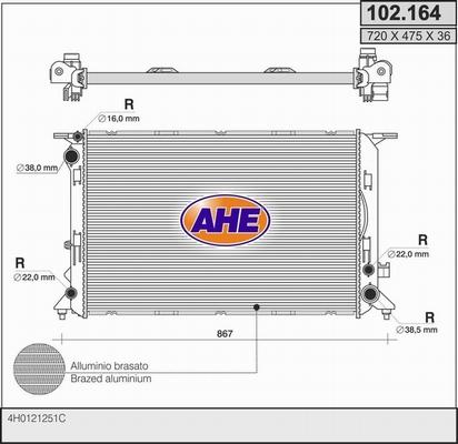 AHE 102.164 - Radiator, mühərrikin soyudulması furqanavto.az