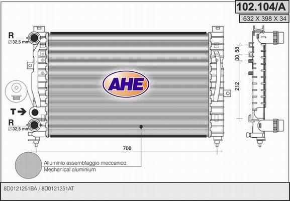 AHE 102.104/A - Radiator, mühərrikin soyudulması furqanavto.az