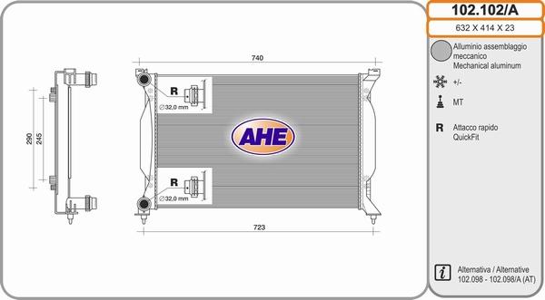 AHE 102.102/A - Radiator, mühərrikin soyudulması furqanavto.az