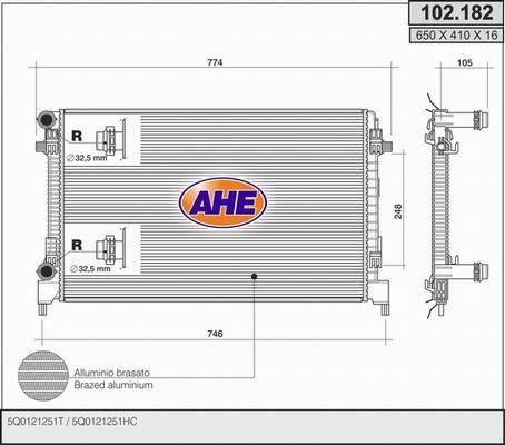 AHE 102.182 - Radiator, mühərrikin soyudulması furqanavto.az