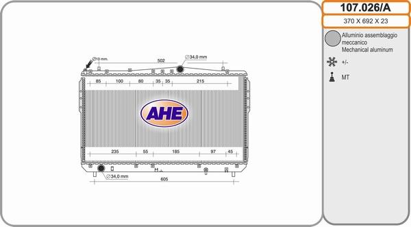 AHE 107.026/A - Radiator, mühərrikin soyudulması furqanavto.az