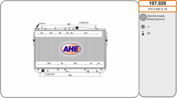 AHE 107.026 - Radiator, mühərrikin soyudulması furqanavto.az