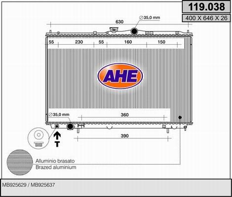 AHE 119.038 - Radiator, mühərrikin soyudulması furqanavto.az