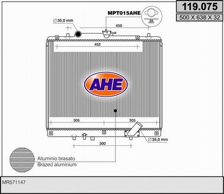 AHE 119.075 - Radiator, mühərrikin soyudulması furqanavto.az