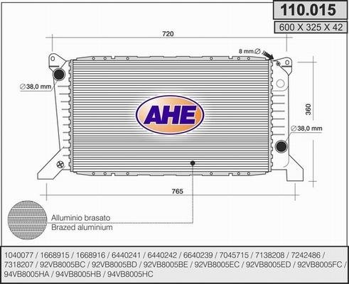 AHE 110.015 - Radiator, mühərrikin soyudulması furqanavto.az