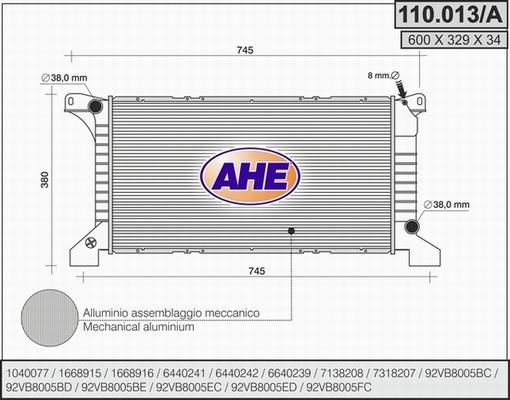 AHE 110.013/A - Radiator, mühərrikin soyudulması furqanavto.az