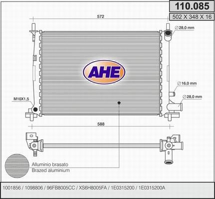 AHE 110.085 - Radiator, mühərrikin soyudulması furqanavto.az