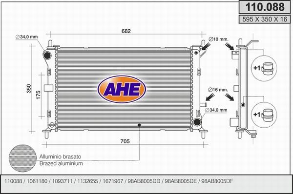 AHE 110.088 - Radiator, mühərrikin soyudulması furqanavto.az