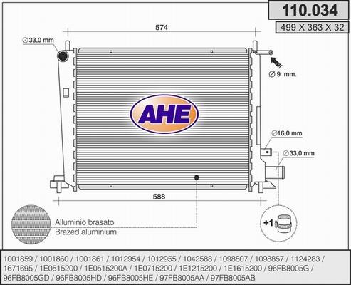 AHE 110.034 - Radiator, mühərrikin soyudulması furqanavto.az