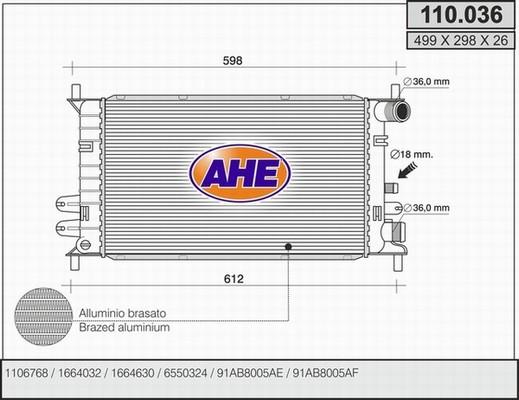 AHE 110.036 - Radiator, mühərrikin soyudulması furqanavto.az
