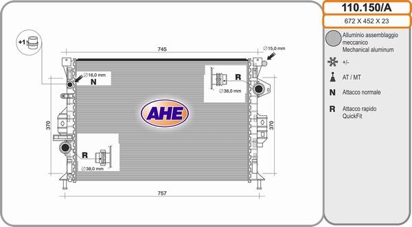 AHE 110.150/A - Radiator, mühərrikin soyudulması furqanavto.az