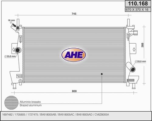 AHE 110.168 - Radiator, mühərrikin soyudulması furqanavto.az