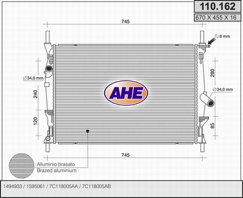 AHE 110.162 - Radiator, mühərrikin soyudulması www.furqanavto.az