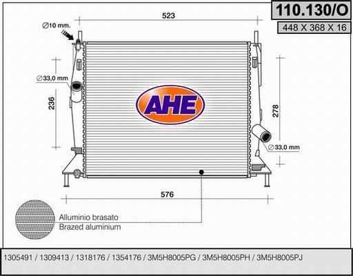 AHE 110.130/O - Radiator, mühərrikin soyudulması furqanavto.az