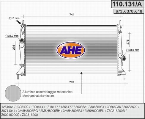 AHE 110.131/A - Radiator, mühərrikin soyudulması furqanavto.az