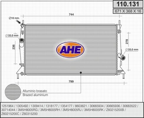 AHE 110.131 - Radiator, mühərrikin soyudulması furqanavto.az