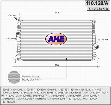 AHE 110.129/A - Radiator, mühərrikin soyudulması furqanavto.az