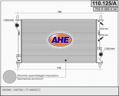 AHE 110.125/A - Radiator, mühərrikin soyudulması furqanavto.az