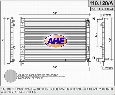 AHE 110.120/A - Radiator, mühərrikin soyudulması furqanavto.az