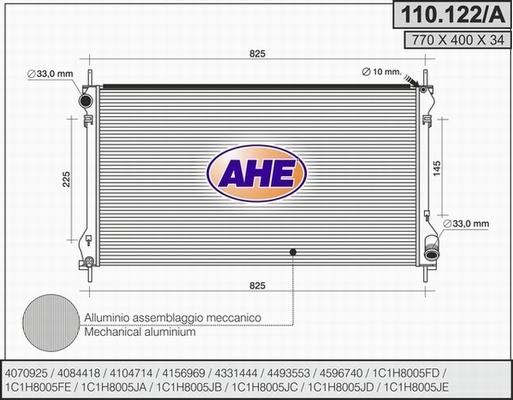 AHE 110.122/A - Radiator, mühərrikin soyudulması furqanavto.az