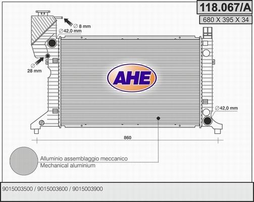 AHE 118.067/A - Radiator, mühərrikin soyudulması furqanavto.az