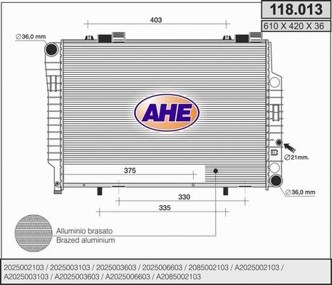 AHE 118.013 - Radiator, mühərrikin soyudulması furqanavto.az