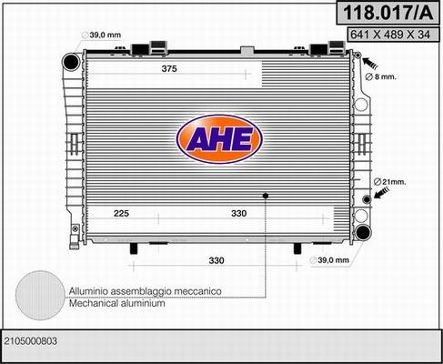 AHE 118.017/A - Radiator, mühərrikin soyudulması furqanavto.az