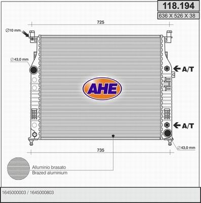 AHE 118.194 - Radiator, mühərrikin soyudulması furqanavto.az