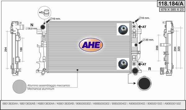 AHE 118.184/A - Radiator, mühərrikin soyudulması furqanavto.az