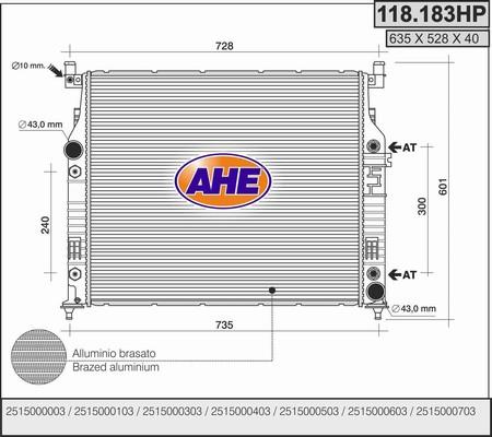 AHE 118.183HP - Radiator, mühərrikin soyudulması furqanavto.az