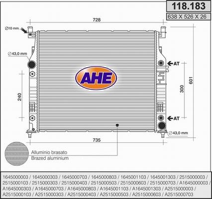 AHE 118.183 - Radiator, mühərrikin soyudulması furqanavto.az