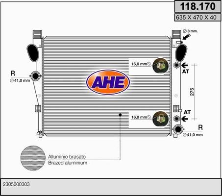 AHE 118.170 - Radiator, mühərrikin soyudulması furqanavto.az