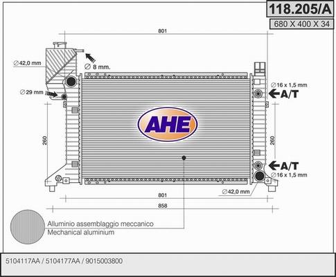 AHE 118.205/A - Radiator, mühərrikin soyudulması furqanavto.az