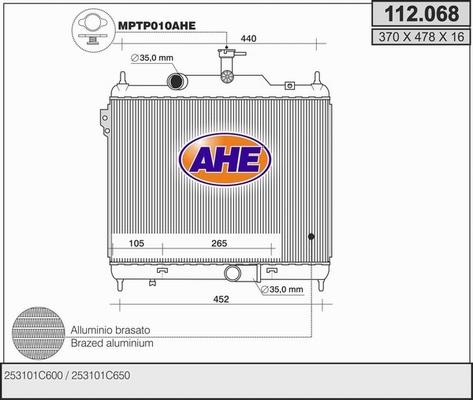 AHE 112.068 - Radiator, mühərrikin soyudulması furqanavto.az