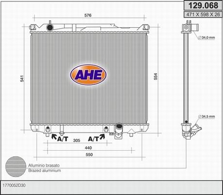 AHE 129.068 - Radiator, mühərrikin soyudulması furqanavto.az