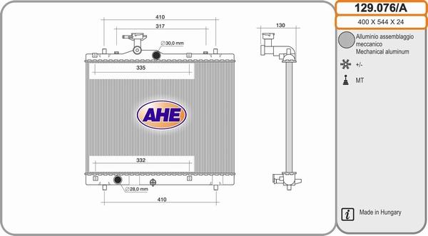 AHE 129.076/A - Radiator, mühərrikin soyudulması furqanavto.az