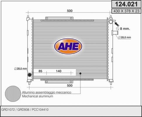 AHE 124.021 - Radiator, mühərrikin soyudulması furqanavto.az