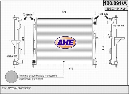 AHE 120.091/A - Radiator, mühərrikin soyudulması furqanavto.az