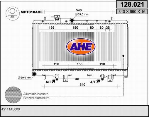 AHE 128.021 - Radiator, mühərrikin soyudulması furqanavto.az