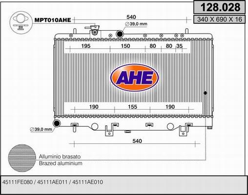 AHE 128.028 - Radiator, mühərrikin soyudulması furqanavto.az