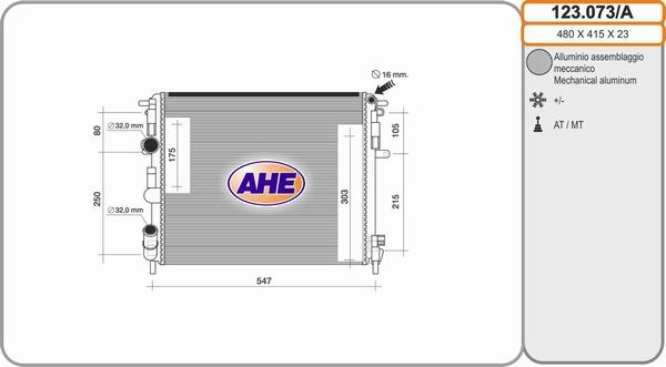 AHE 123.073/A - Radiator, mühərrikin soyudulması furqanavto.az