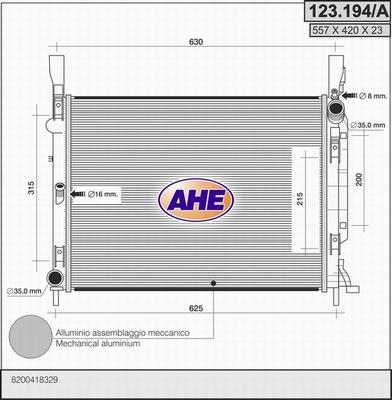 AHE 123.194/A - Radiator, mühərrikin soyudulması furqanavto.az